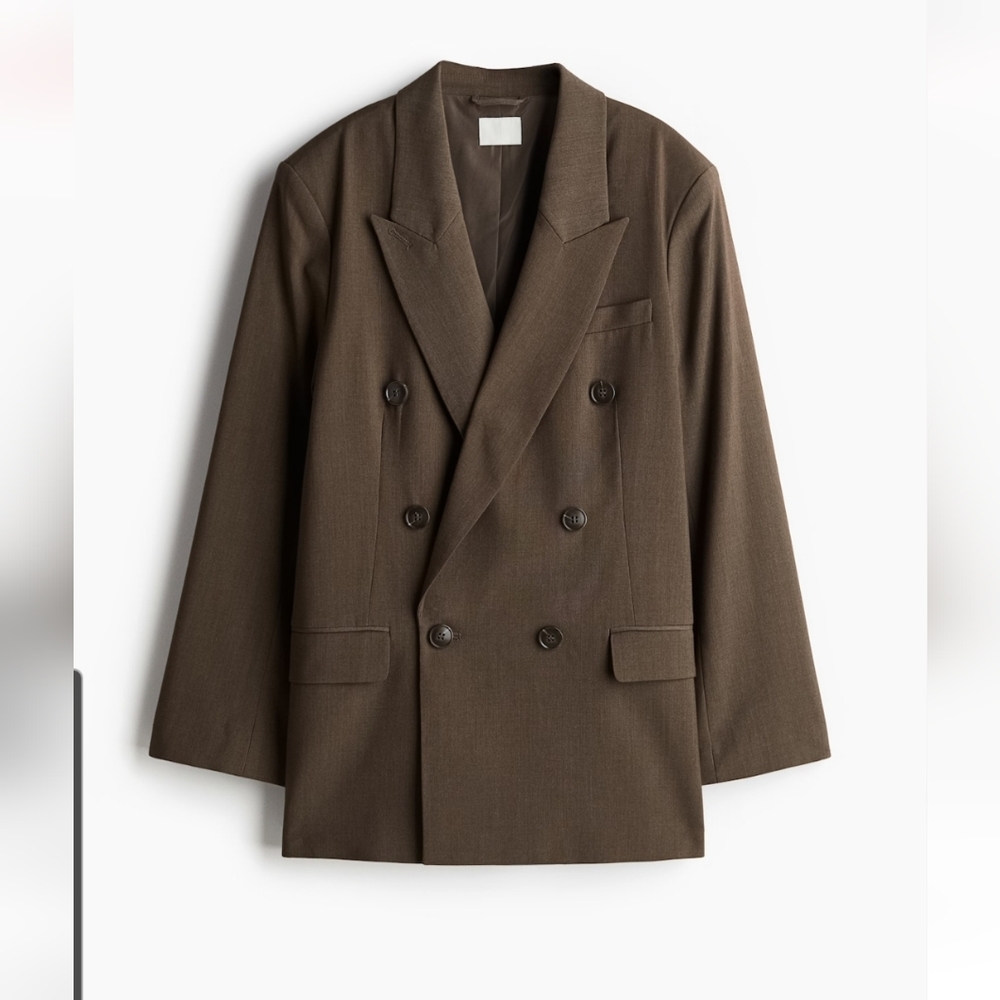 H&M Sz M DOUBLE-BREASTED BLAZER New Dark Taupe
